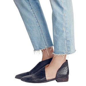 Free People Royale Cutout Black Leather Flat Box